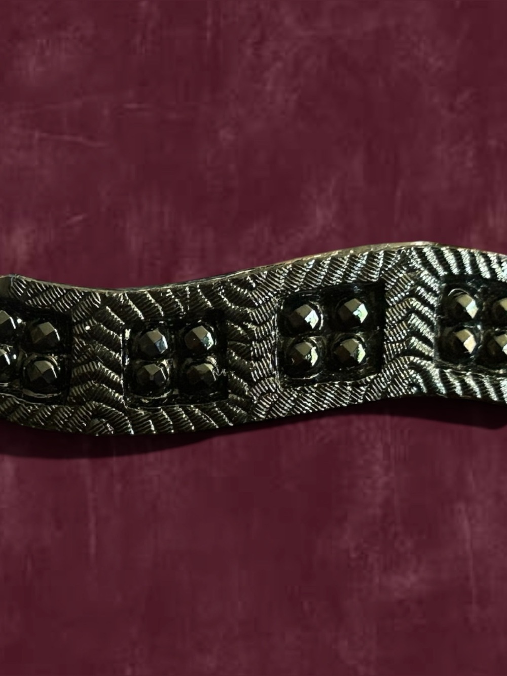 Victorian French Jet Mourning Bar Brooch Textured Bar Pin